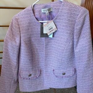 New Kasper Women’s Tweed Blazer Lavender Mist Size 10 Petite – $139 Retail